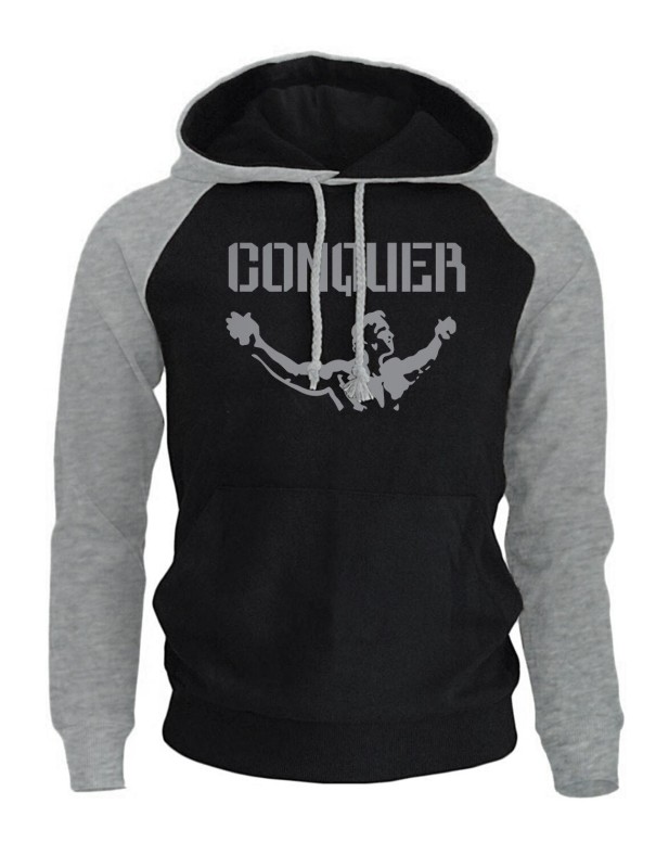 Sweat à capuche bicolore pour homme F106 gris XL 1