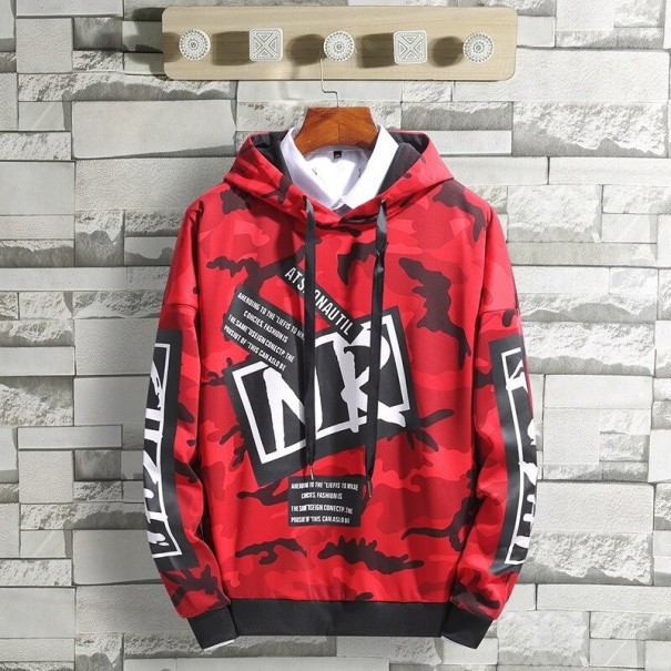 Sweat à capuche camouflage pour homme F28 rouge XXS