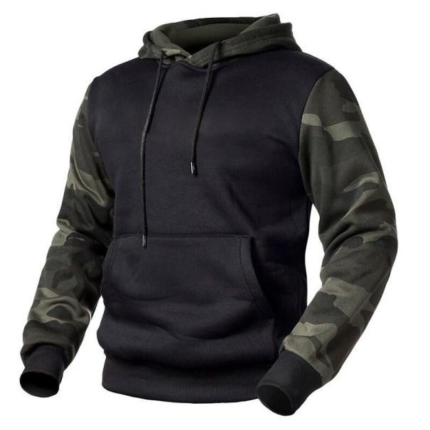 Sweat à capuche camouflage pour homme noir XXL