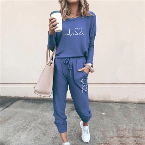 Sweat à capuche et pantalon pour femmes B876 bleu L