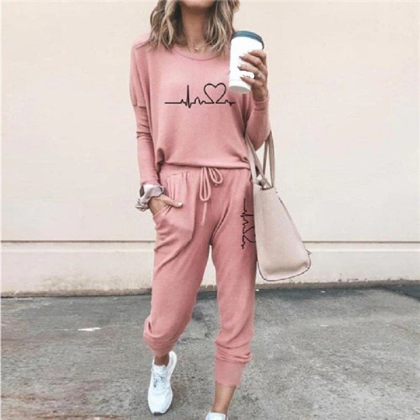 Sweat à capuche et pantalon pour femmes B876 rose M