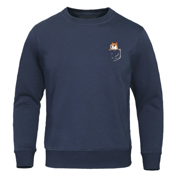 Sweat à capuche homme chien bleu foncé XS