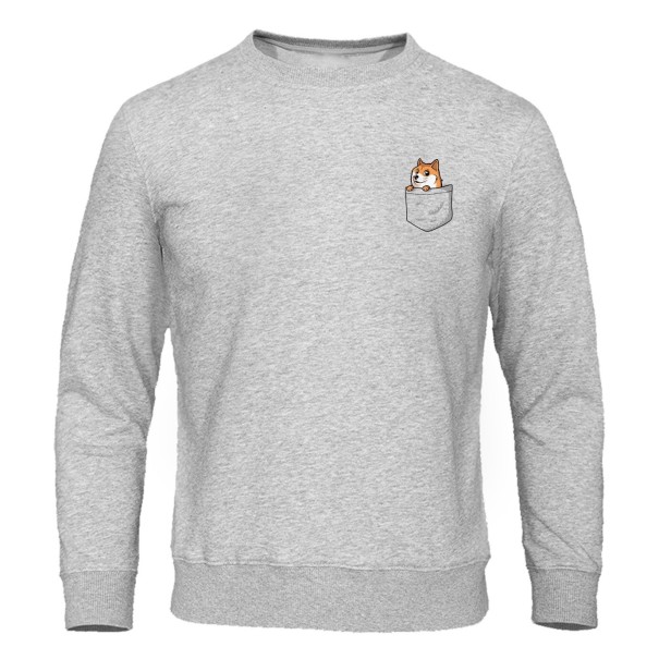 Sweat à capuche homme chien gris clair XS