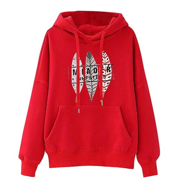 Sweat à capuche pour femme avec impression A12 rouge L