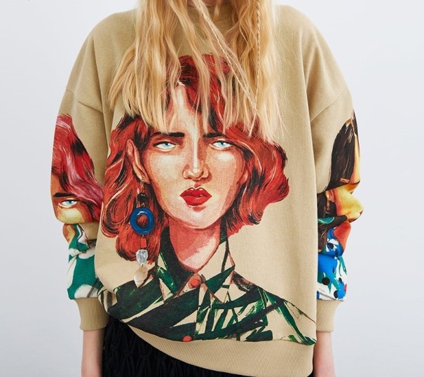 Sweat à capuche pour femme avec impression de visage S