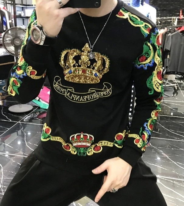 Sweat à capuche pour homme avec couronne noir L