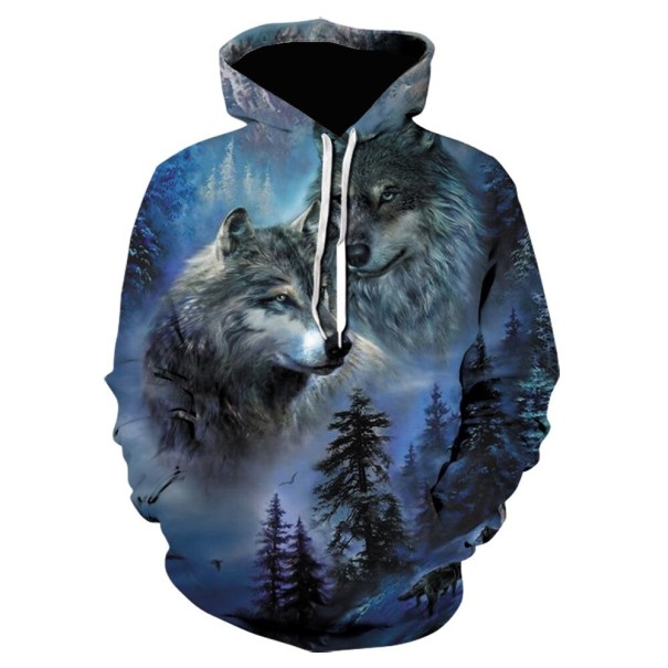 Sweat à capuche pour homme avec loup L 12