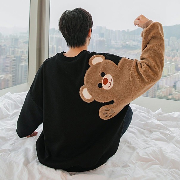 Sweat à capuche pour homme avec ours noir S