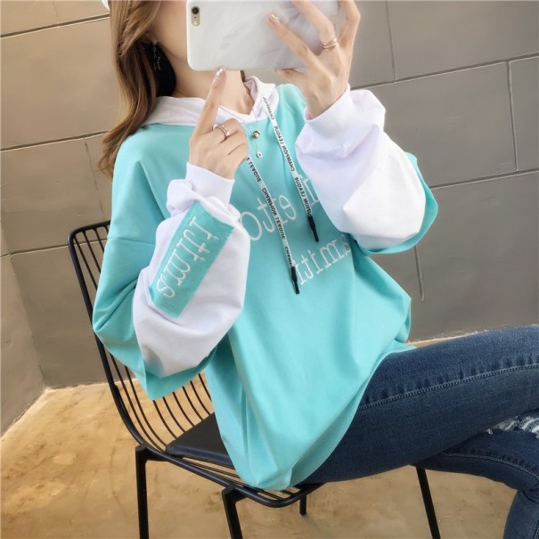 Sweat à capuche street pour femmes turquoise L