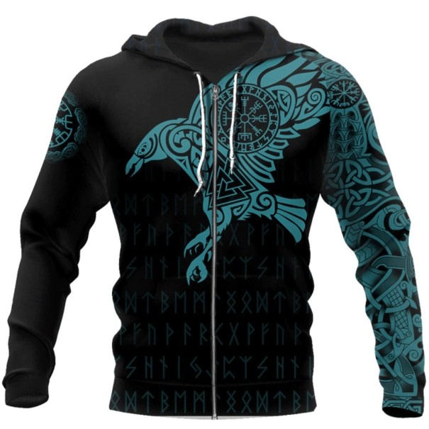 Sweat à capuche viking pour homme bleu M 2