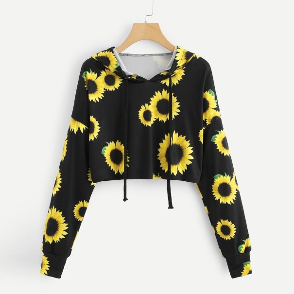 Sweat court pour femme avec tournesol L
