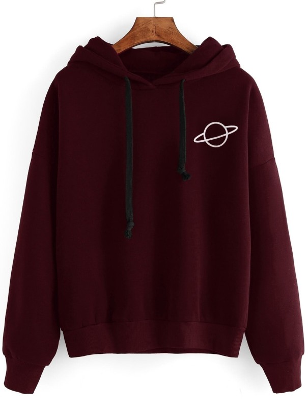 Sweat-shirt pour femmes avec impression de planète bordeaux M