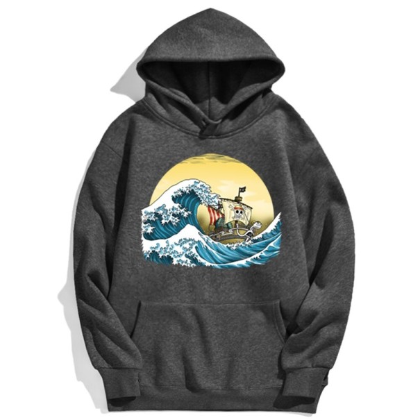 Sweat-shirt pour homme avec impression de bateau gris foncé L