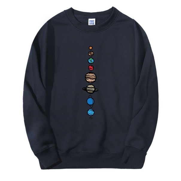 Sweat-shirt pour hommes avec des planètes bleu foncé S