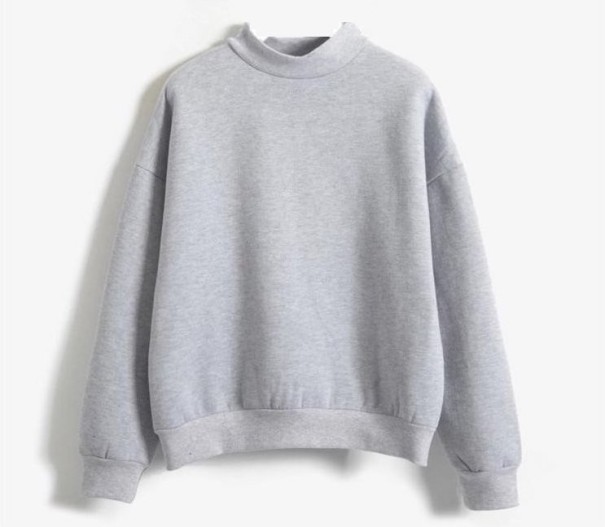 Sweat-shirt uni pour femmes gris L
