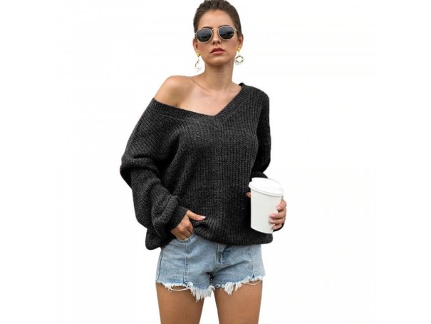 Sweater de malha feminino com laço G380 preto L