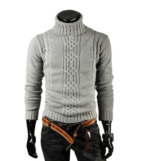 Sweater de malha para homem J1557 cinzento claro M