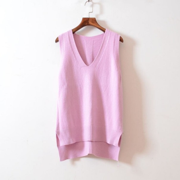 Sweater de malha sem mangas para senhora G394 rosa