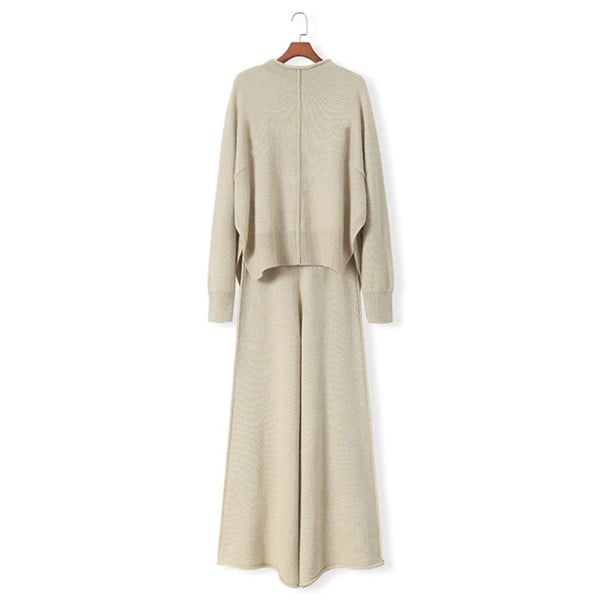 Sweater e calças femininas A2743 bege