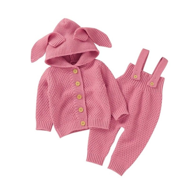 Sweater e calças para crianças C1106 rosa escuro 6-12 meses