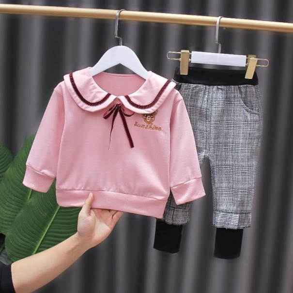 Sweater e calças para menina L1165 rosa 9-12 meses