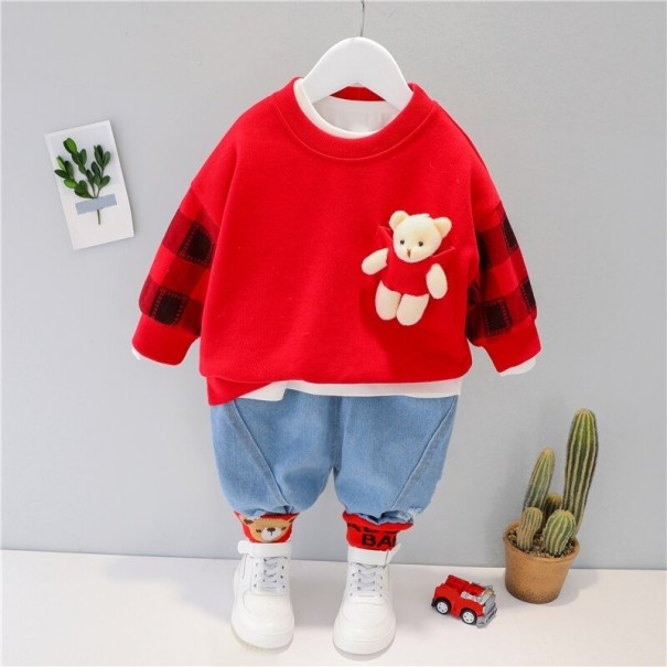Sweater e calças para menino L1624 vermelho 3