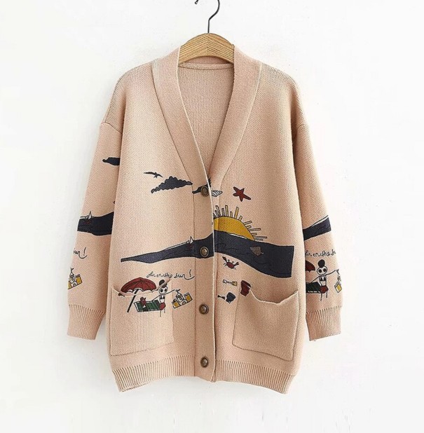 Sweater feminino com desenho castanho