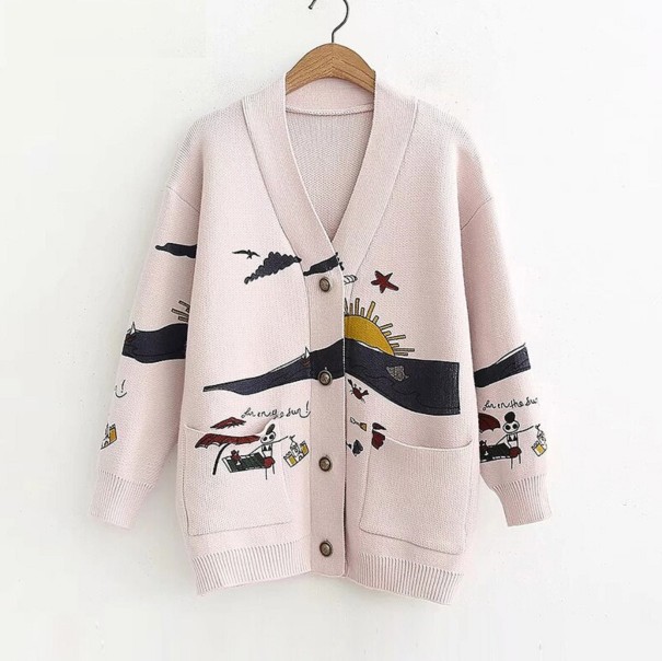 Sweater feminino com desenho roxo claro