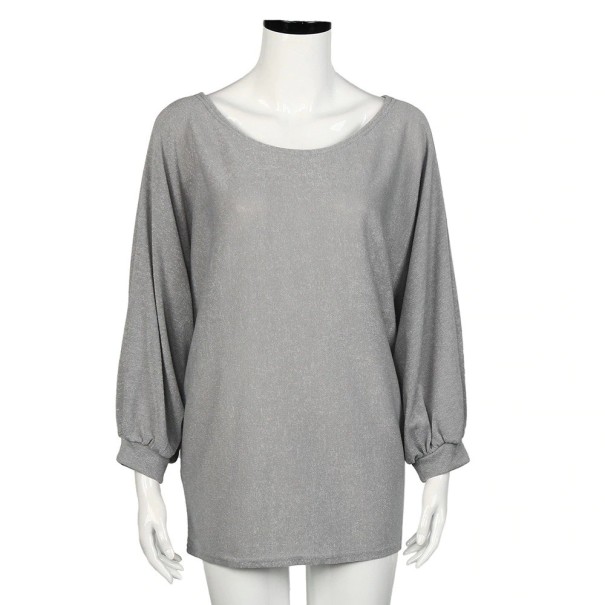 Sweater feminino com mangas morcego G390 cinzento