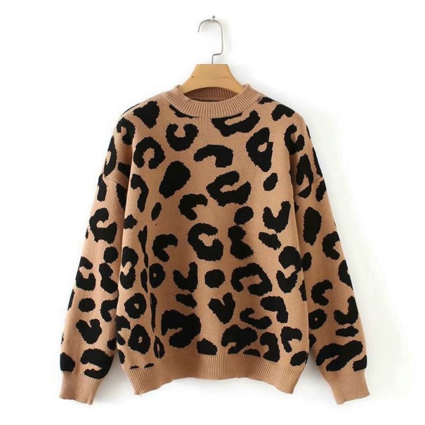 Sweater feminino com padrão de leopardo 1