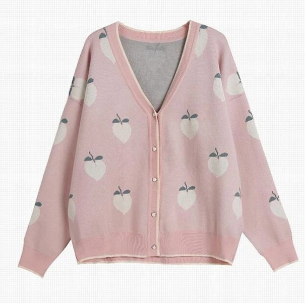 Sweater feminino com pêssegos rosa