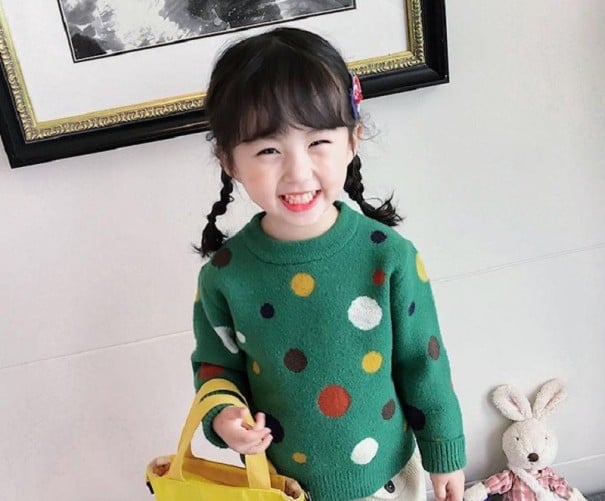 Sweater Infantil com Bolinhas L625 verde escuro 5