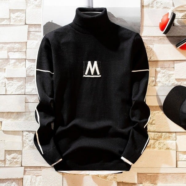 Sweater masculino com gola alta F179 preto S
