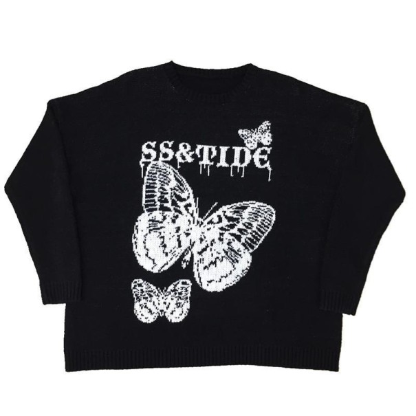 Sweater med sommerfugle M