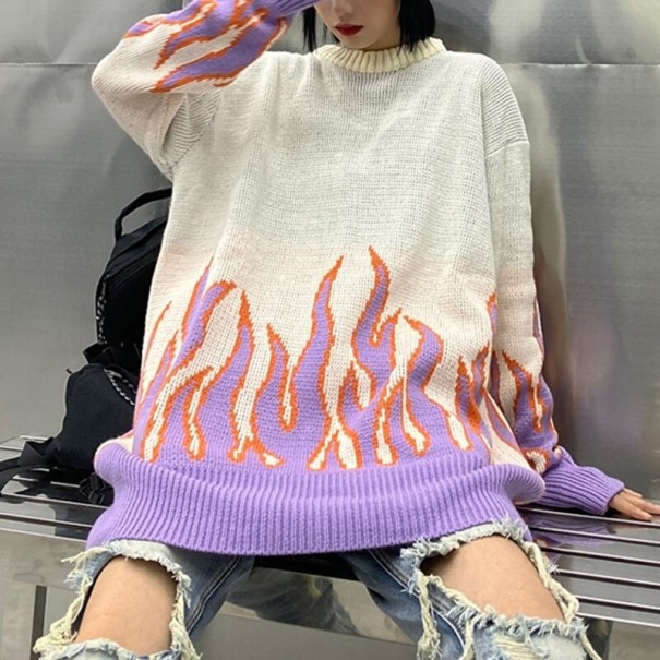 Sweater oversized feminino com chamas 8