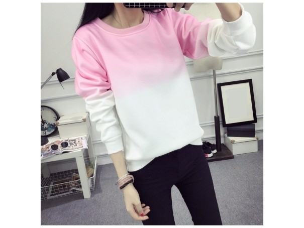 Sweatshirt bicolor feminina J1035 rosa L