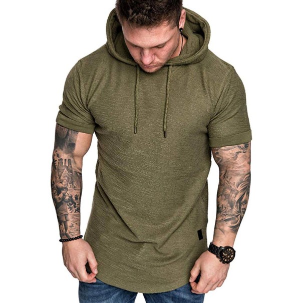 Sweatshirt de homem de manga curta verde exército XS