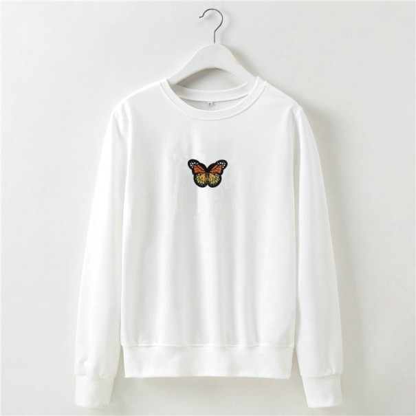 Sweatshirt feminina com borboleta branco M
