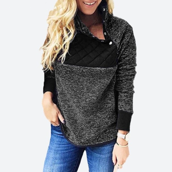 Sweatshirt feminina com botões cinzento escuro M