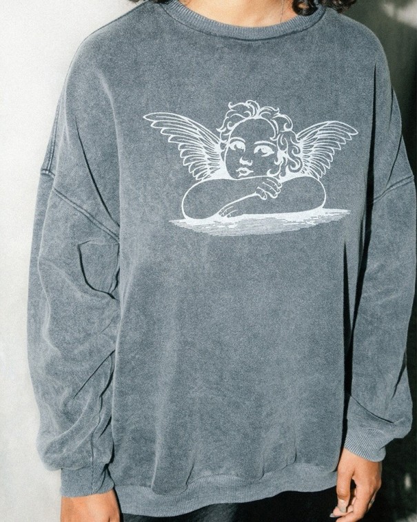 Sweatshirt feminina com estampado de anjo M
