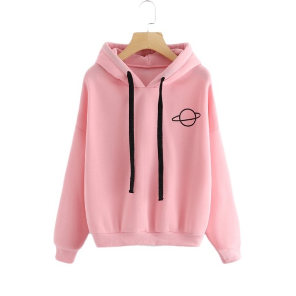 Sweatshirt feminina com estampado de planetas rosa XL