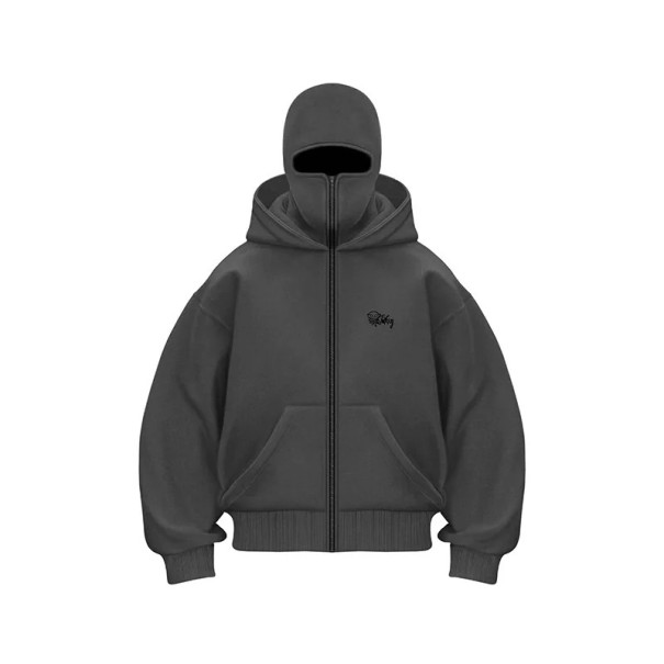 Sweatshirt feminina com fecho e capuz e capuz com fecho Sweatshirt estilosa com bolsos em algodão e poliéster Roupa de lazer confortável disponível em várias cores cinzento XXL