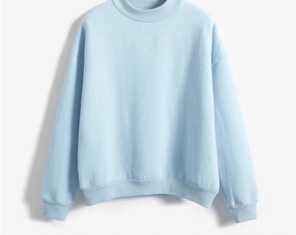 Sweatshirt feminina de uma só cor azul claro M
