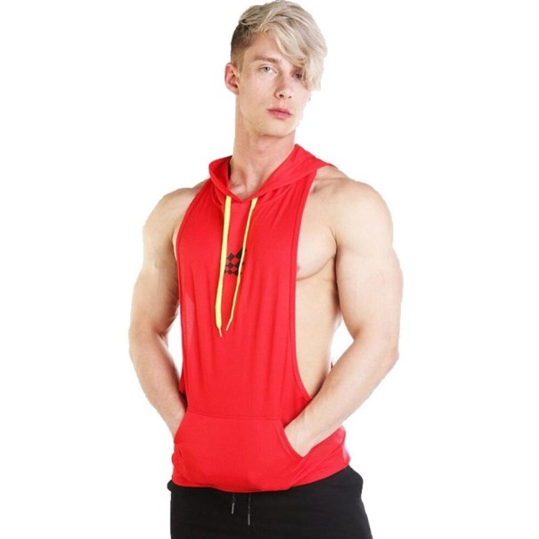 Sweatshirt masculina sem mangas T1976 vermelho XS