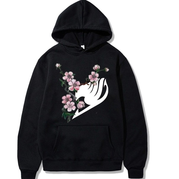 Sweatshirt mit Blumen schwarz 3XL