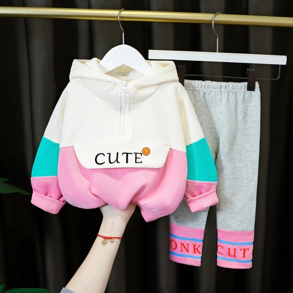 Sweatshirt und Leggings für Mädchen L1257 rosa 6-9 Monate