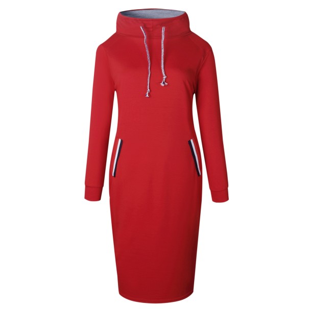 Sweatshirtjurk met opstaande kraag rood M