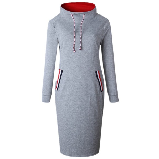 Sweatshirtkjole med opretstående krave grå S