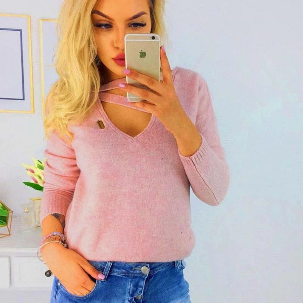 Sweter damski G328 różowy S
