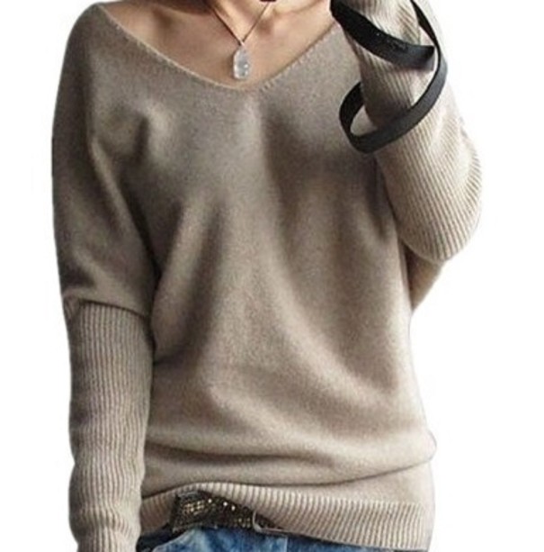 Sweter damski G364 beżowy L